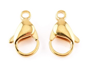 17mm Gold Stainless Lobster Clasps, Gold Plated Stainless Steel Jewelry Making Supplies, Lot Size 5 to 20, #1337 G