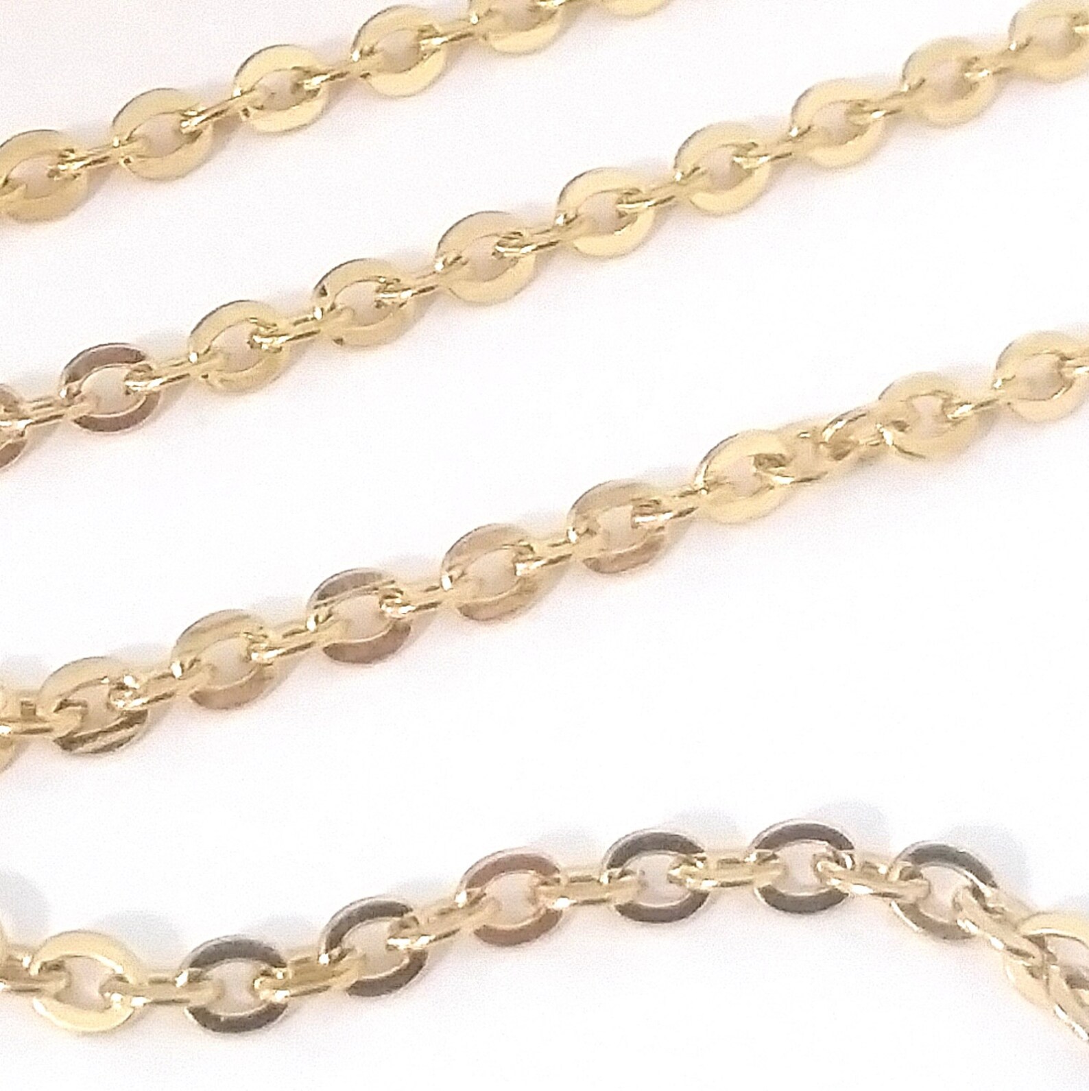 Gold Stainless Steel Jewelry Chain 3x4mm Oval Open Flattened Etsy