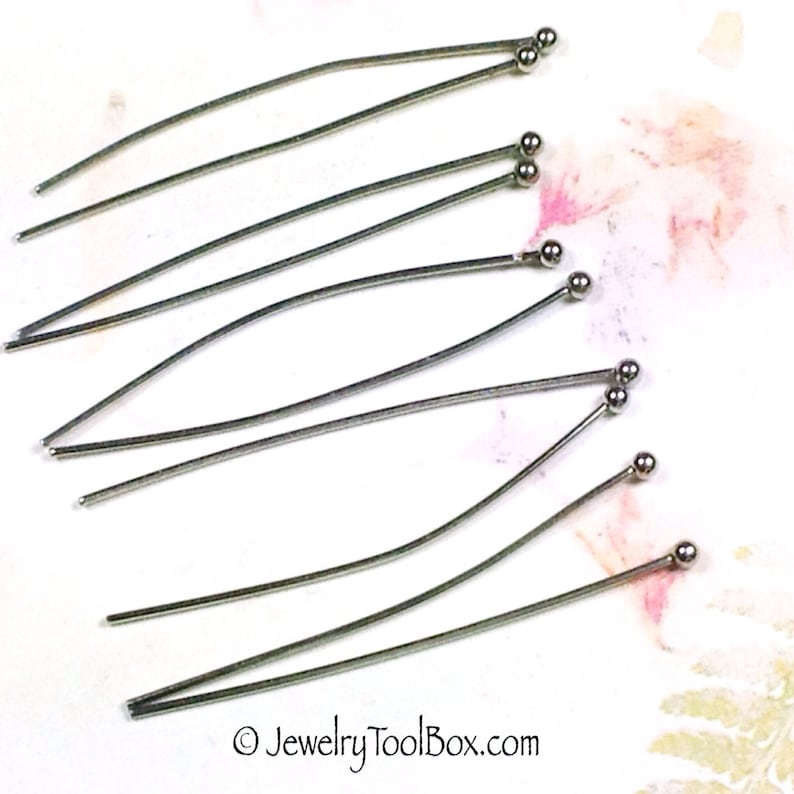 Stainless Steel Ballpins, Headpins, 40mm 1-1/2 inch or 50mm 2 inches, 0.7mm thick, 21 gauge, Lot Size 50 Approximately, 1302 image 3