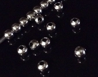 4mm Stainless Beads, Round, 1.5mm Hole, 304 Grade Stainless Steel, Hypoallergenic, Non Tarnish, Lot Size 100 to 1000, #1517