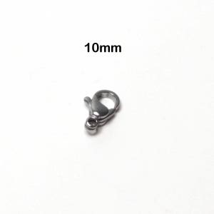 Lobster Clasp, Stainless Steel, 10mm x6x3, Necklace, Bracelet Making Supplies, Hypoallergenic, Lot Size 15 to 25, #1330