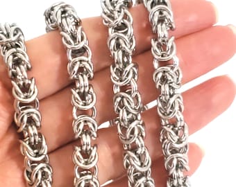 8mm Byzantine Chain, 36 Inches, Stainless Steel, Open Links, 8mm Diameter, #1966 C