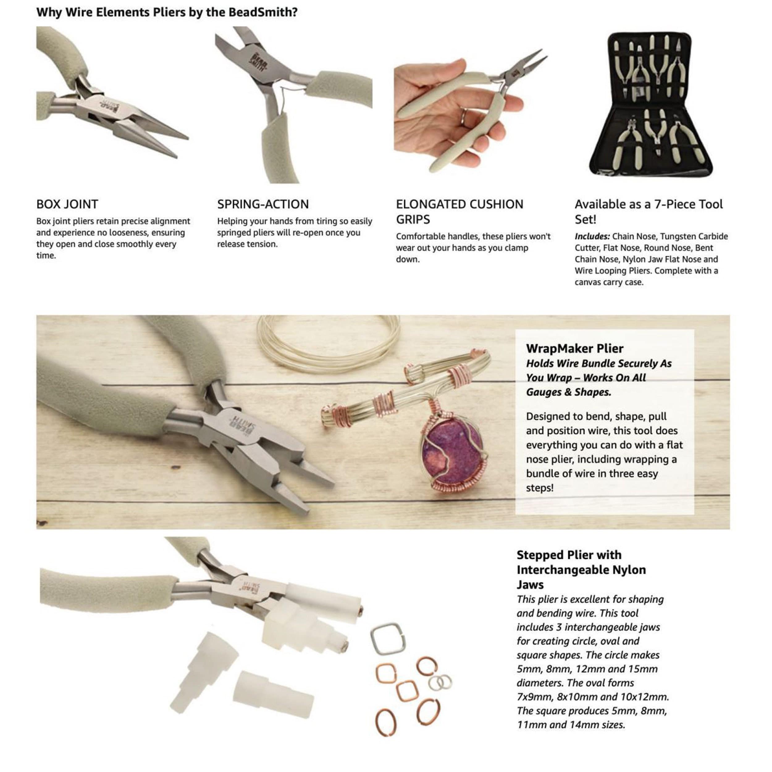 Beadsmith Super Fine Jewelry Pliers Ergonomic Tool Kit 4 Piece w/ Case