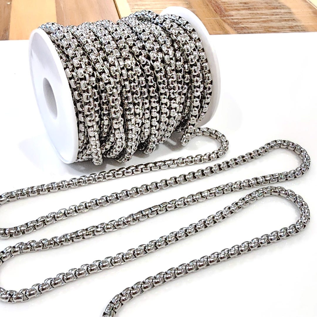 Box Chain, 5mm, Stainless Steel Venetian Chain, Bulk Jewelry