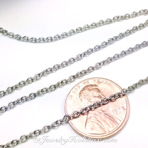 Fine Jewelry Chain, Bulk, Stainless Steel Chain, Grade 316, Soldered Closed Links, 5 to 20 feet, 2x2x0.5mm, 1913 image 6