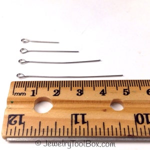 Eyepins Stainless Steel, 100 Pieces Approx, 20mm, 30mm, 40mm, 50mm, 3/4 inch to 2 inches, 22 gauge, 0.6mm, Hypoallergenic, 1311 image 3