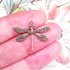 Dragonfly Charms, Pendant, 21x24mm, 1 Loop, Antique Brass, Large, Made in the USA, Lead Free, Nickel Free, Lot Size 6 to 20, 04B image 1