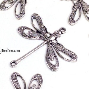 Filigree Dragonfly Pendant Charms Connector, 24x24mm, 2 Loops, Antique Silver, Large, Made in USA, Lead Nickel Free, Lot Size 6 to 20, 09S image 5