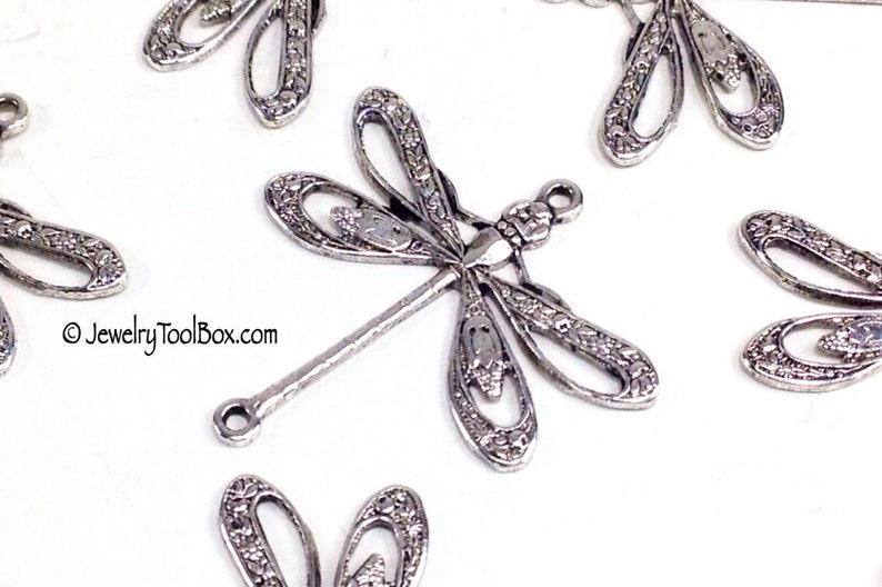 Filigree Dragonfly Pendant Charms Connector, 24x24mm, 2 Loops, Antique Silver, Large, Made in USA, Lead Nickel Free, Lot Size 6 to 20, 09S image 5