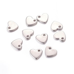 Small Stainless Steel Swirly Heart Charms - 13mm X 10mm