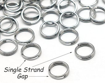 Bagues brisées, Acier inoxydable, Apprêts de chaîne de bijoux, Fournitures en gros, 250 à 1 000, Choix parmi les tailles 5 mm, 6 mm, 8 mm