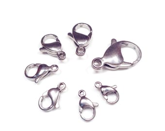 BULK Stainless Lobster Clasps, 100 Pieces, 9mm 10mm 11mm 12mm 13mm 15mm, 17mm or 19mm, Jewelry Making Findings, Hypoallergenic