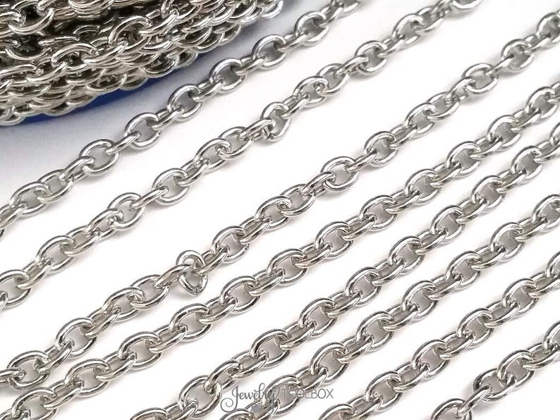 Oval Link Chain, Stainless Steel Jewelry Chain, Bulk Chain, Non Tarnish, Hypoallergenic, 6x4.5mm, 16 Gauge, Lot Size 4 to 20 Feet 1934 image 5