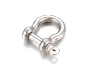 2 Shackle Clasps, Stainless Steel D-Ring Anchor Jewelry Finding, 25x16.5x5mm, Hypoallergenic, Non-Tarnish, Lot Size 2 to 10 Clasps, #1693