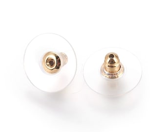 Gold Post Ear Nut Components, 18kt Gold Plated Stainless Steel, Earring Findings, Lot Size 20 to 100  Pieces, #1362 G