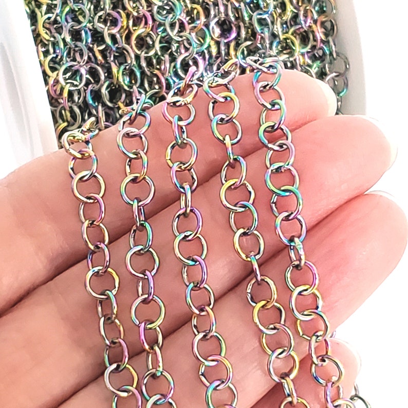 Titanium Plated Stainless Chain Round 5x0.8mm Open Links Etsy