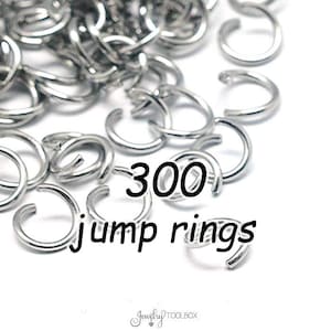 Stainless Steel Jump Rings, 300 Pieces, Open or Closed (unsoldered), Choose Ring Size, 4mm, 5mm, 6mm, 7mm, 8mm, Hypoallergenic, 300 PIECES