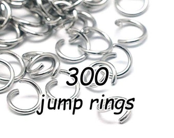 Stainless Steel Jump Rings, 300 Pieces, Open or Closed (unsoldered), Choose Ring Size, 4mm, 5mm, 6mm, 7mm, 8mm, Hypoallergenic, 300 PIECES