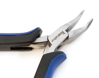 Bent Nose Pliers, Ergonomic Grip Handles, Box Joint, Return Leaf Spring, Beadsmith Brand, #1163