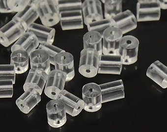 Ear Wire Stoppers, 500 Pieces, Bulk Jewelry Findings  Earnuts, Clear Rubber Plastic, 3x3mm, Hole: Approx 0.7mm, Lot Size 500 pcs #1317