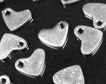 Stainless Steel Tiny Heart Charms, 50 Pieces, 5x7x1mm, Silver Tone, Hypoallergenic, #1660