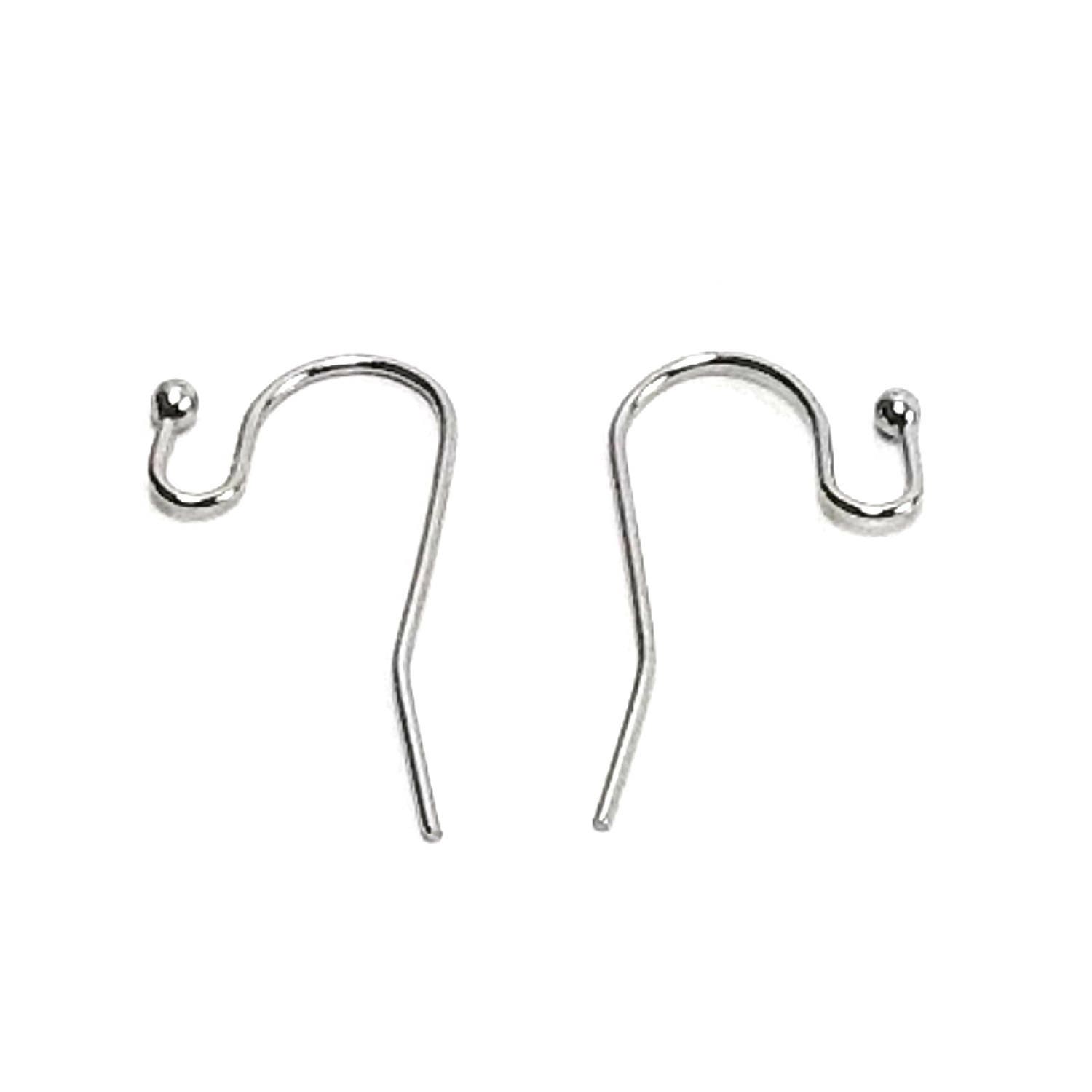 50,100,150,200 pieces Rhodium Ear Wires,French Fishhook Earring Wires with  2mm End Ball,Ear Wires with Ball Stopper Earring Components