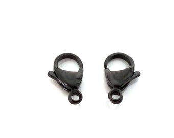 Fermoir mousqueton noirs 15 mm, acier inoxydable, lot de 5 à 25, n° 1335 BL