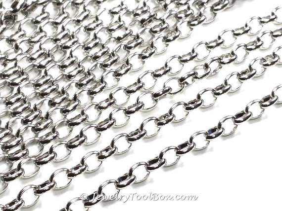 Stainless Steel Jewelry Chain, Soldered Closed Links, Rolo Style, Jewelry  Making Supplies, 3x4mm, Lot Size 2 to 10 Feet, 1920 