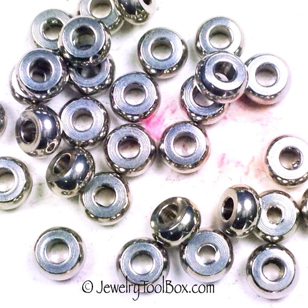 Stainless Steel Beads, 6x3mm Rondelles, 2.5mm Hole, Spacer Beads, Hypoallergenic, Non Tarnish, Lot Size 25 to 100, #1533