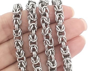 6mm Byzantine Chain Stainless Steel, 36 Inches, Open Links, 6mm Diameter, #1966 A