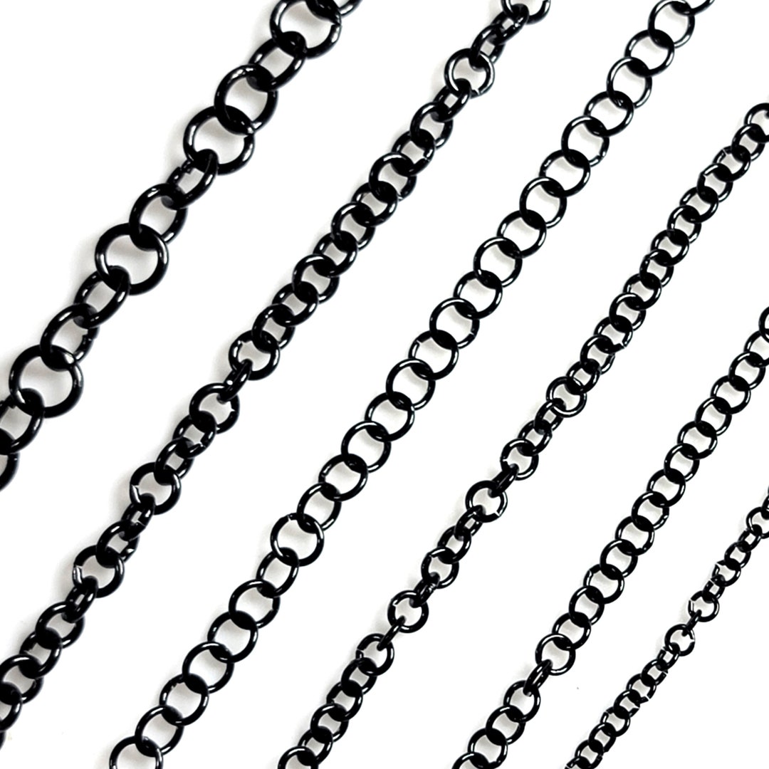 Black Stainless Steel Jump Rings, Closed unsoldered Connected Rings