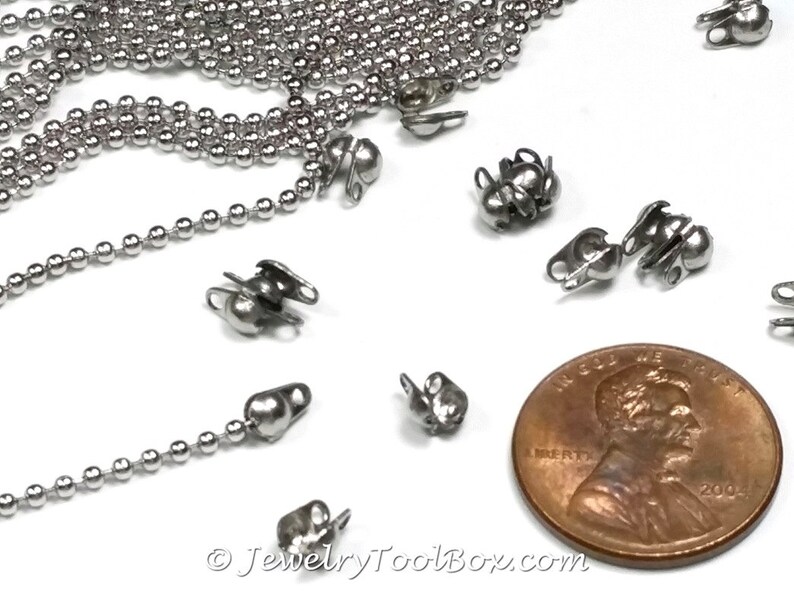 Bead Tips Stainless Steel Ball Chain Ends Choose 8x4 6x4 Etsy
