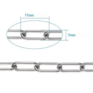 Paperclip Chain, Thick Stainless Steel Jewelry Chain, Large Open Links, 17x7x1.6mm, Choose 2 to 15 Feet, 1981 image 3