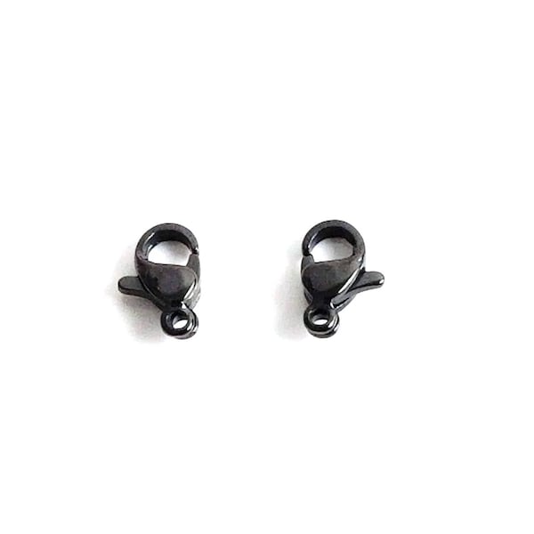 10mm Black Lobster Clasps, Stainless Steel, Lot Size 10 to 25, #1330 BL