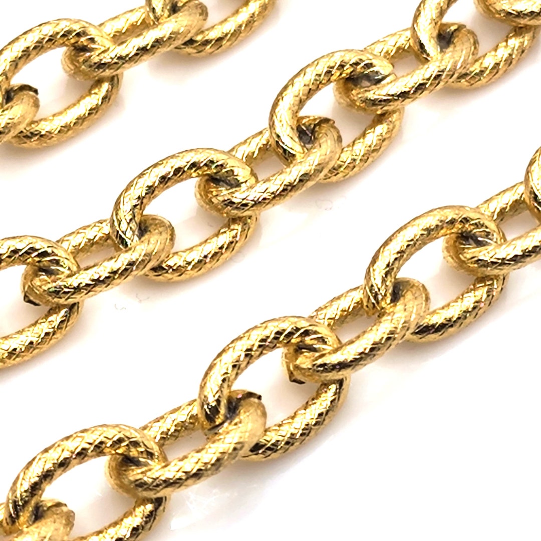 Thick Textured Gold Stainless Steel Chain, 11x8.3x2mm, Jewelry Making