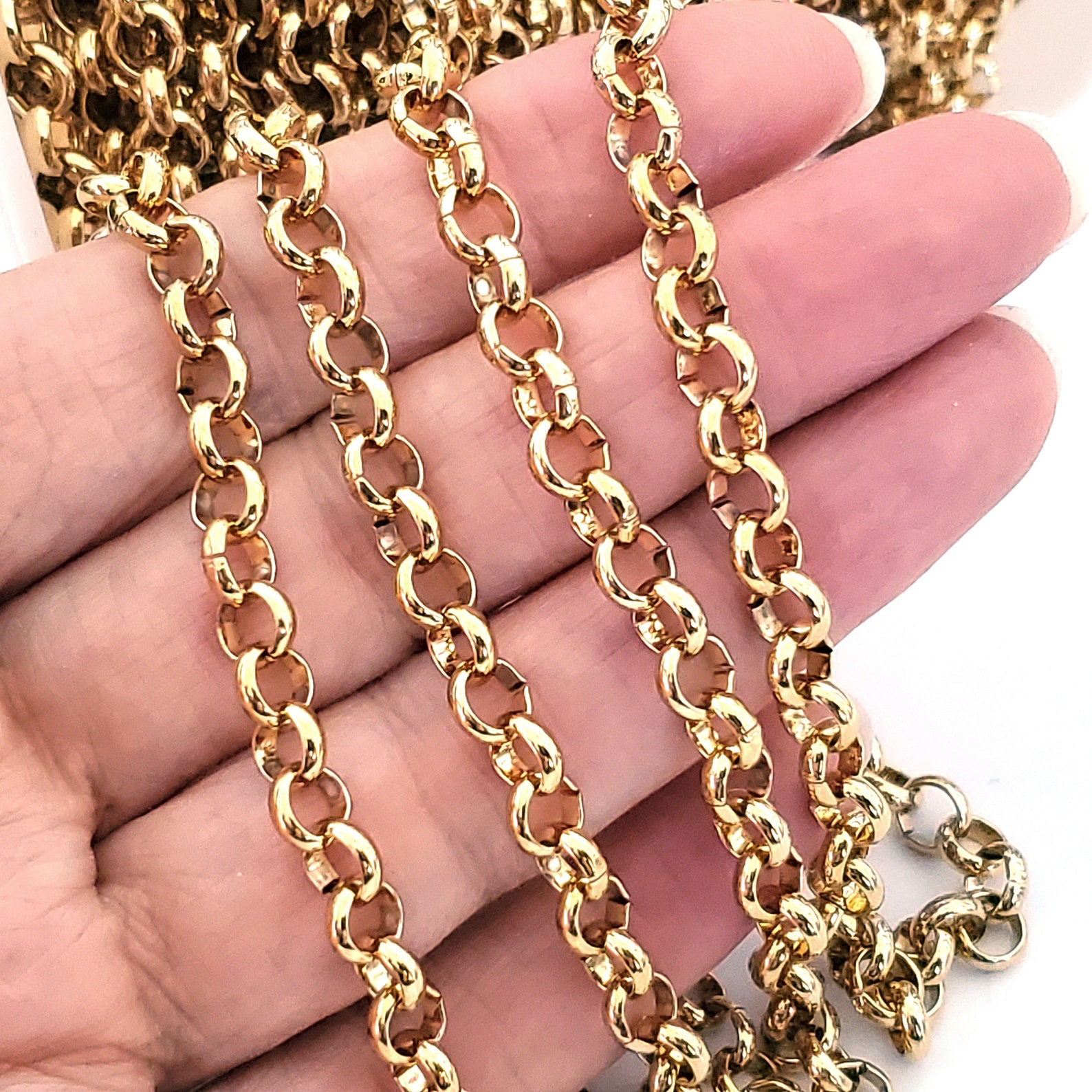 Gold Stainless Steel Rolo Chain Jewelry Making Chain 6mm Etsy