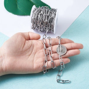 Paperclip Chain, Thick Stainless Steel Jewelry Chain, Large Open Links, 17x7x1.6mm, Choose 2 to 15 Feet, 1981 image 2