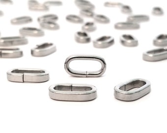 Oval Pendant Bails, Stainless Steel Oval Jump Rings, Non-Opening Chain Links, 13x7x2.5mm, Closed Unsoldered, Lot Size 50 to 100 Pieces #1452