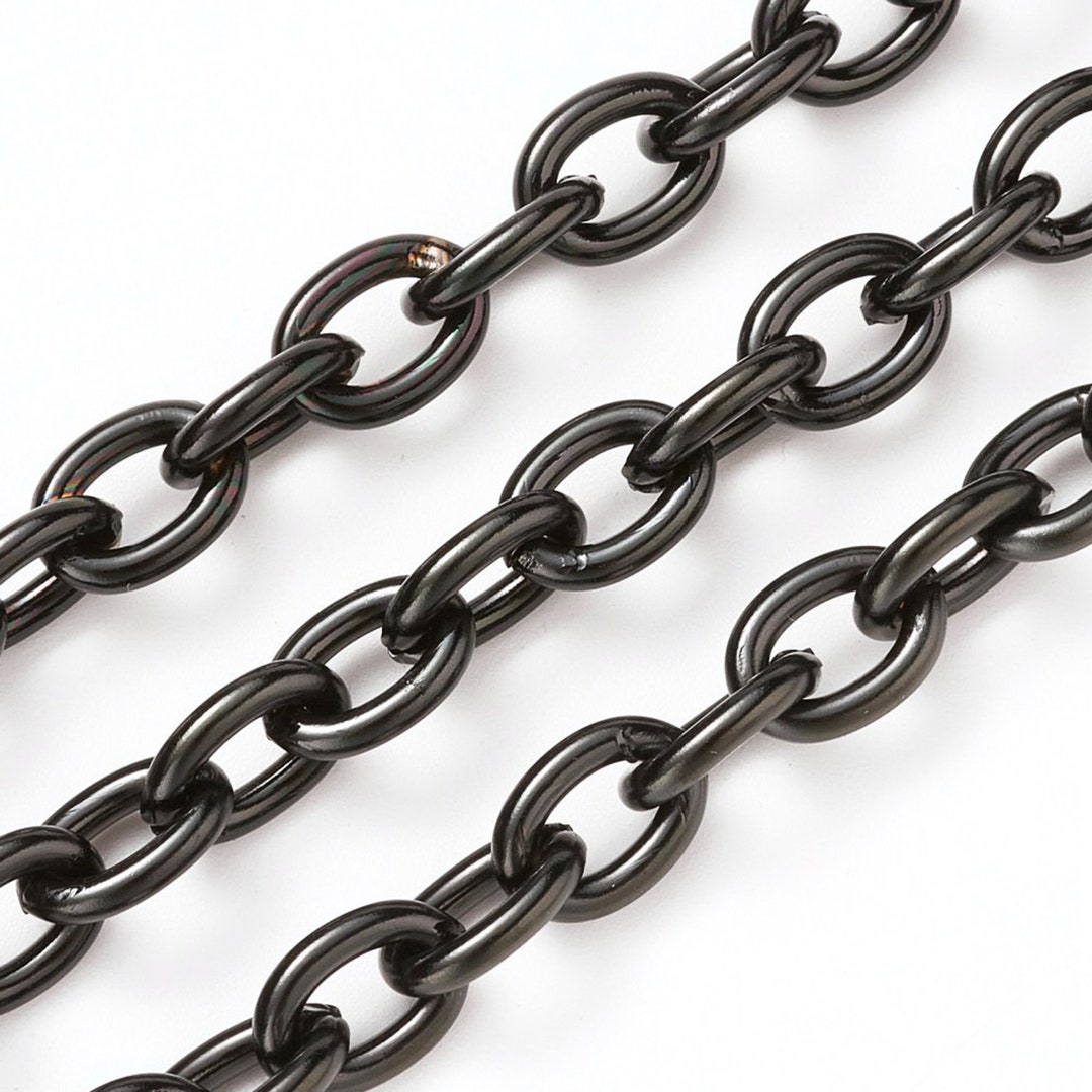Thick Black Stainless Steel Jewelry Making Chain, Bracelet Chain, 6x8x1