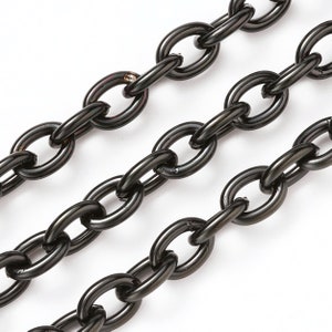 Thick Black Stainless Steel Jewelry Making Chain, Bracelet Chain, 6x8x1.5mm, Lot Size 2 to 10 Feet,  #1932-1 BL