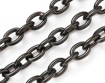 Thick Black Stainless Steel Jewelry Making Chain, Bracelet Chain, 6x8x1.5mm, Lot Size 2 to 10 Feet,  #1932-1 BL