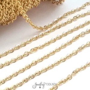Gold Stainless Steel Chain, Bulk Jewelry Making Chain, Non Tarnish, Approx 3x2mm Links, 2 to 20 feet, #1909  G