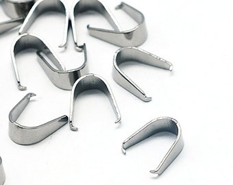 Fianzas de pellizco, acero inoxidable, 7x3 mm, hallazgo de colgante, no se deslustra, hipoalergénico, tamaño de lote 50, #1350