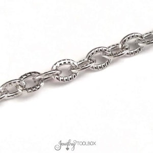 Stainless Steel Jewelry Making Chain, Textured Chain, 3x4mm Oval Link Chain, Bulk Chain, Hypoallergenic, Non Tarnish, 4 to 20 feet, 1031 C image 1