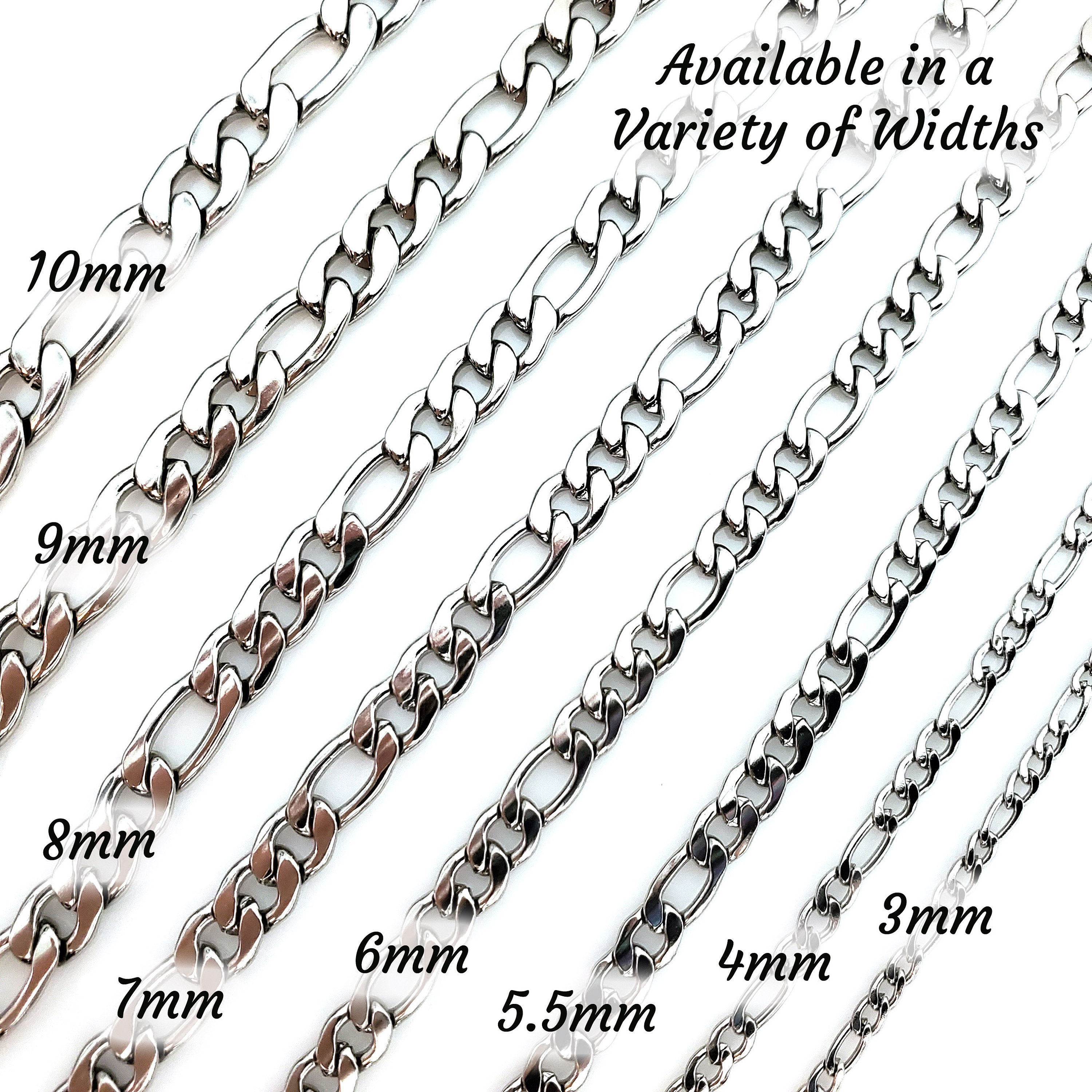 5.5mm Figaro Chain Stainless Steel Flat Links Bulk Chain Etsy