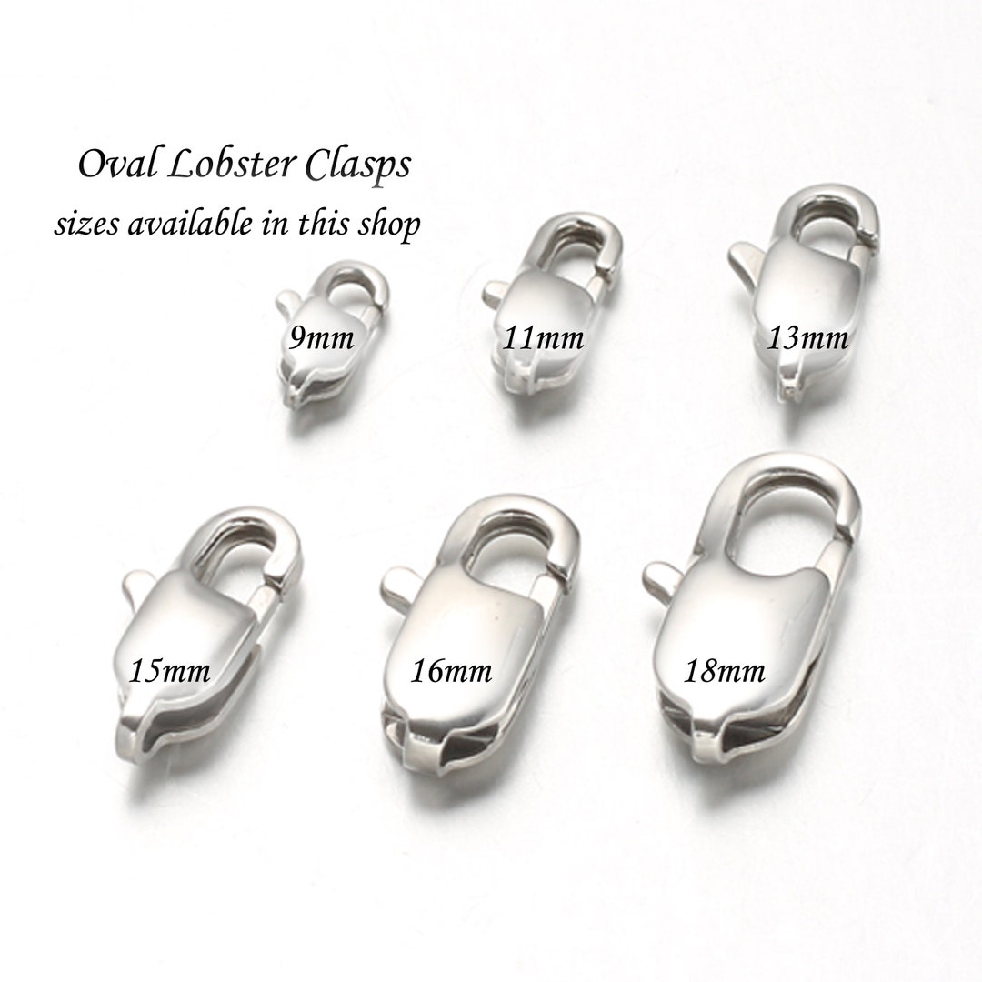 Oval Lobster Clasp, Stainless Steel, Choose Your Size, Hypoallergenic