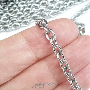 Oval Link Chain, Stainless Steel Jewelry Chain, Bulk Chain, Non Tarnish, Hypoallergenic, 6x4.5mm, 16 Gauge, Lot Size 4 to 20 Feet 1934 image 2