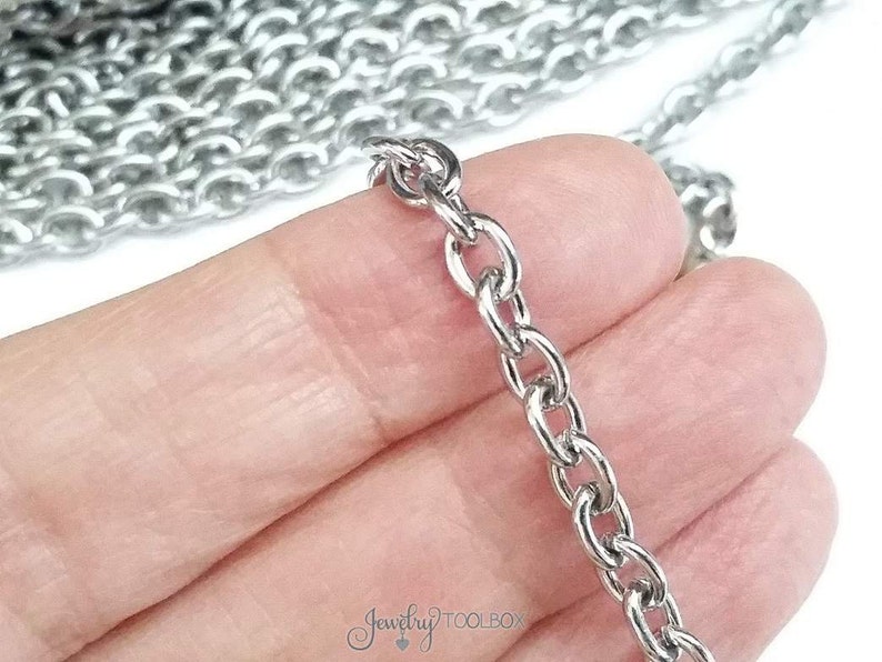 Oval Link Chain, Stainless Steel Jewelry Chain, Bulk Chain, Non Tarnish, Hypoallergenic, 6x4.5mm, 16 Gauge, Lot Size 4 to 20 Feet 1934 image 2