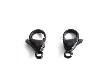 13mm Black Lobster Clasps, Stainless Steel, Lot Size 5 to 25, #1333 BL