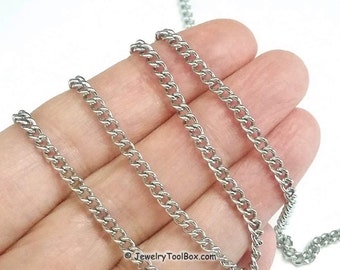 Twist Chain, Stainless Steel Chain, Bulk Chain, Jewelry Making Chain, Non Tarnish Findings,  4x3x1mm Lot Size 4 to 20 Feet,  #1936